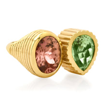 One of a Kind Toi & Moi Party Time Zircon & Green Tourmaline Ring