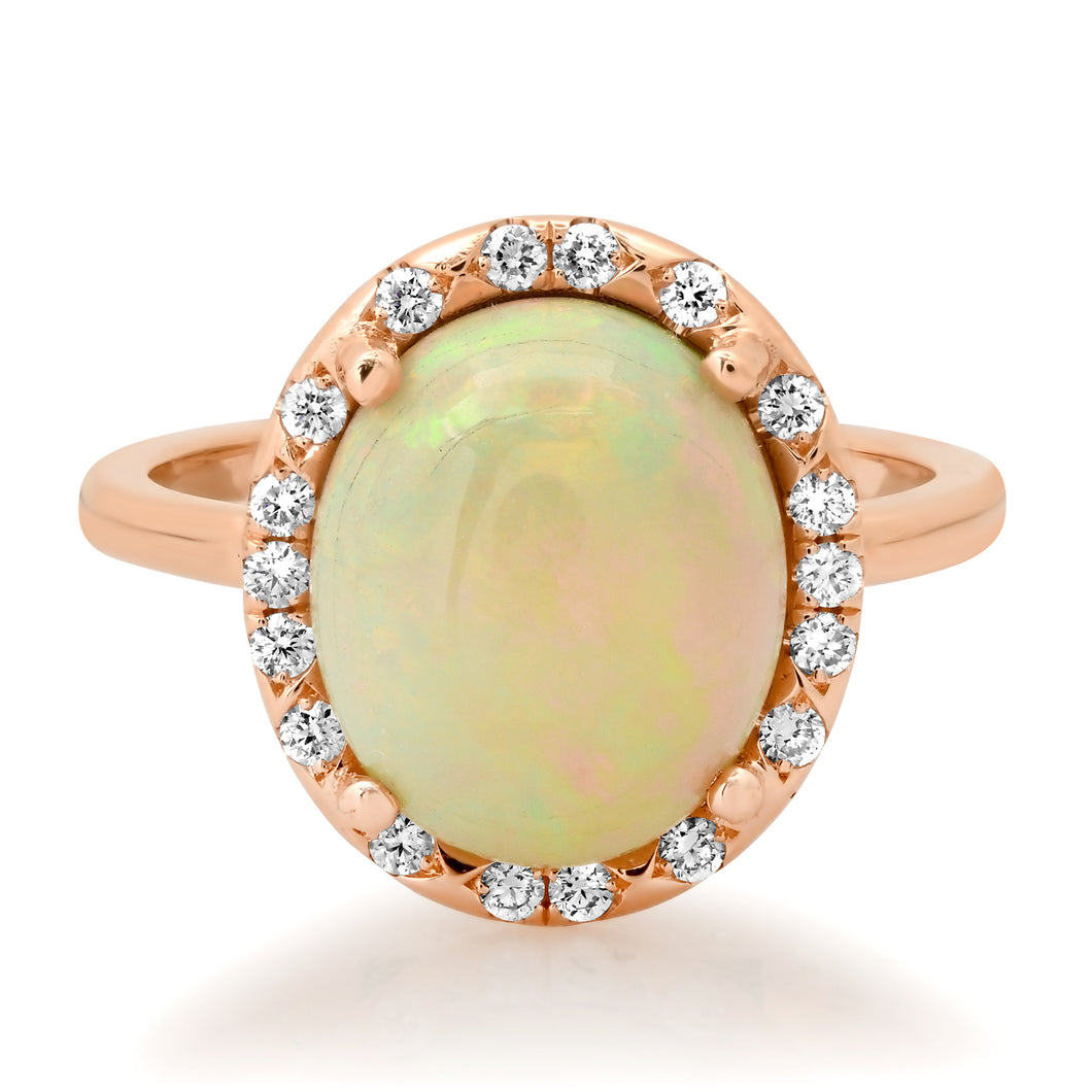 One of a Kind Grey Australian Opal & Diamond Statement Ring