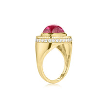 Oval Sunbeam Pink Tourmaline & Diamond Statement Ring