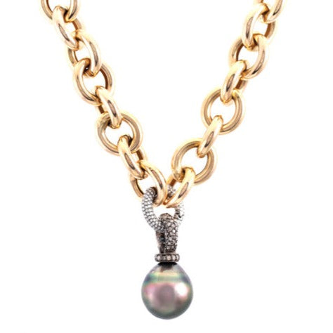 Open Front Gold Link Chain & Diamond Enhancer Necklace