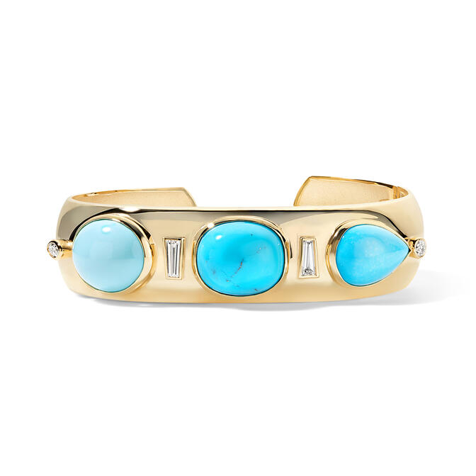 Turquoise & Diamond Multi-Shape Gemmy Cuff Bangle