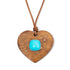 Heart Wood Pendant Necklace with Turquoise Cushion & Diamonds