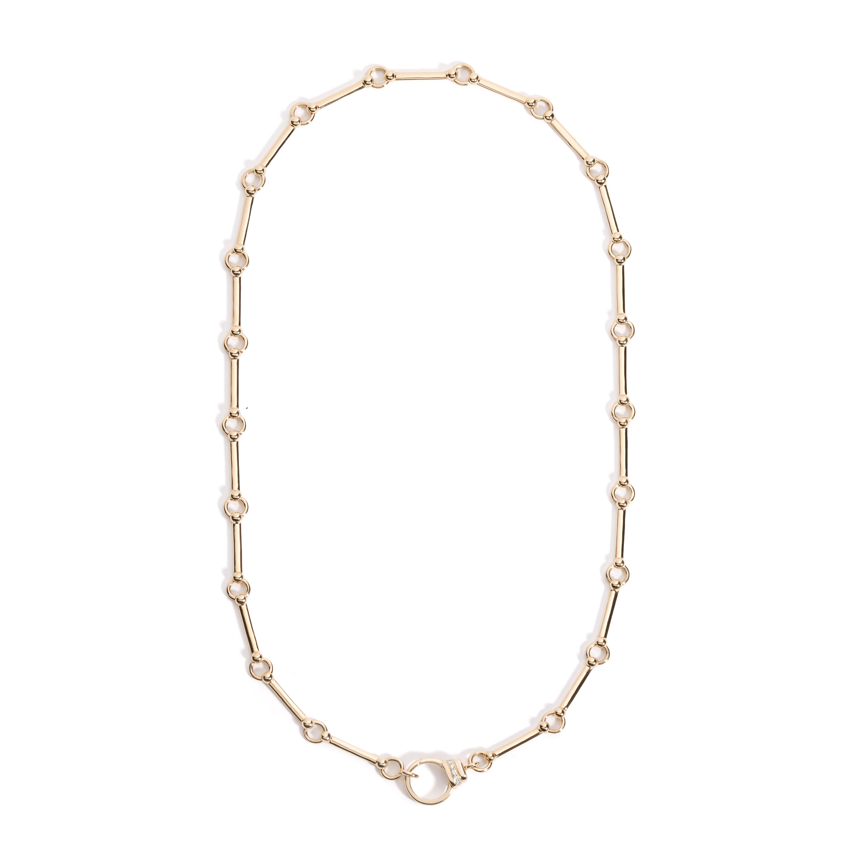 Pathway Link Chain Necklace with Diamond Clasp