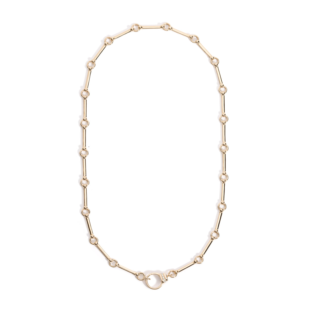 Pathway Link Chain Necklace with Diamond Clasp