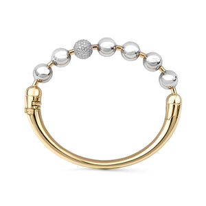 Pave Diamond & Gold Ball Bangle Bracelet