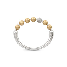 Pave Diamond & Gold Ball Bangle Bracelet