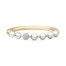 Pave Diamond & Gold Ball Bangle Bracelet