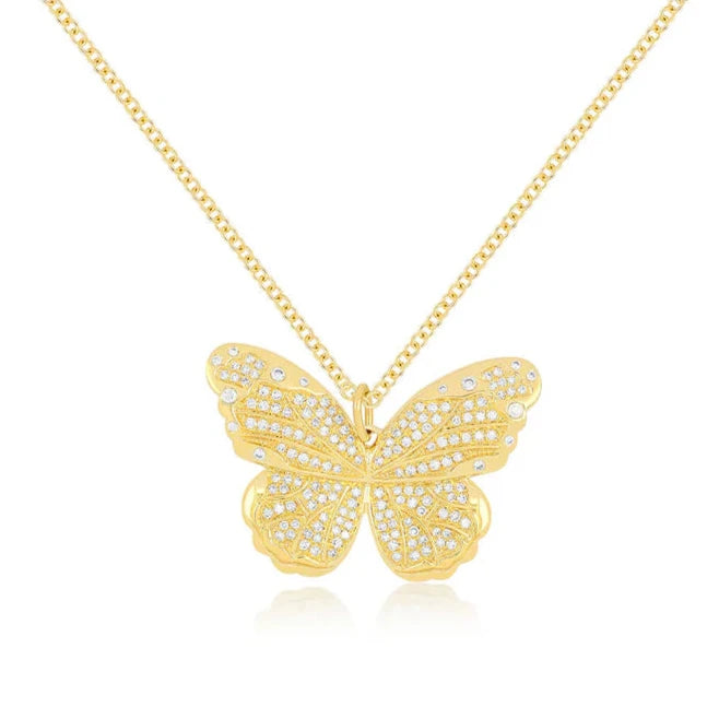 Pave Diamond Jumbo Butterfly Necklace