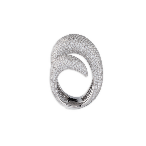 Pave Diamond Skin Swirl Ring