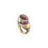 Pear Pink Tourmaline or Emerald Bypass Ring with Black Enamel
