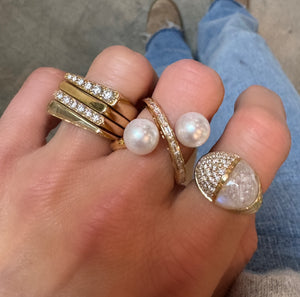  Pearl & Diamond Orbit Ring