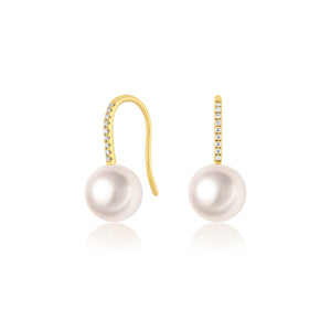 Pearl & Diamond Ball Drop Earrings