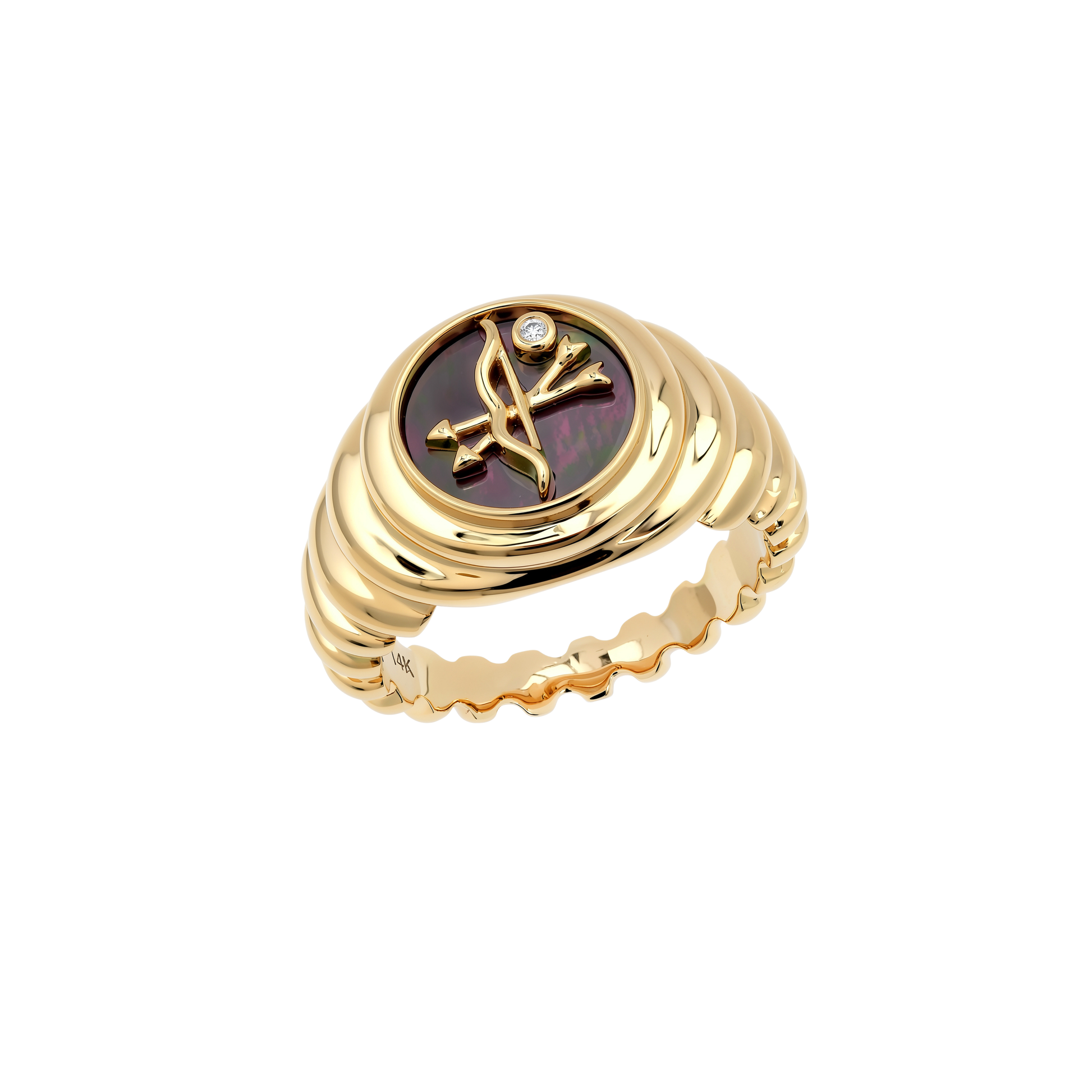 Petite Grey Mother of Pearl Zodiac Ring
