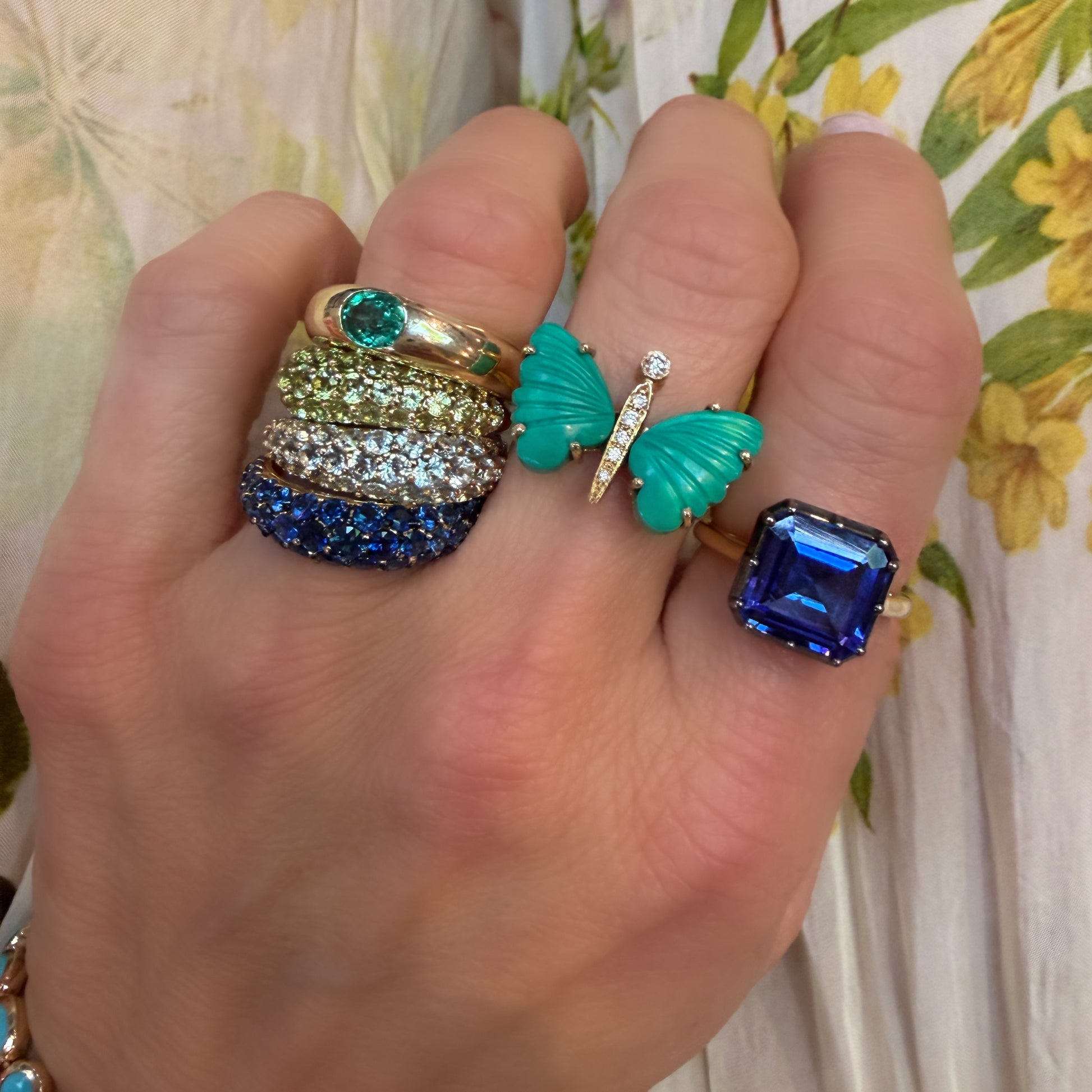 Petite Bezel Set Emerald Band Ring