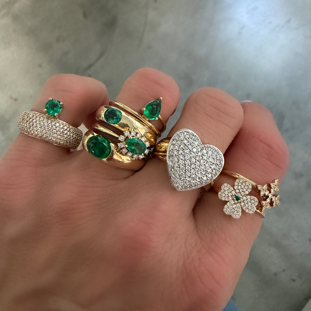 Petite Bezel Set Emerald Band Ring