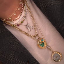 Petite Bezel Set Emerald Hearts Clover Charm