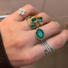 Petite Emerald & Diamond Clover Ring