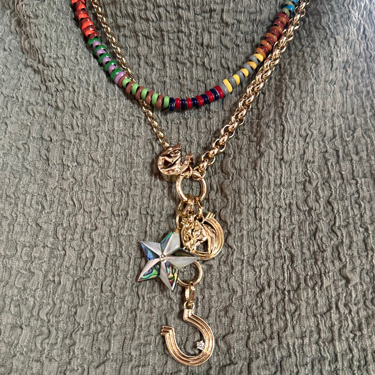 Half & Half Rolo Chain Lariat Necklace