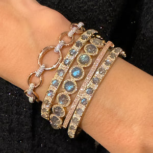 Alternating Labradorite & Pave Diamond Bangle Bracelet