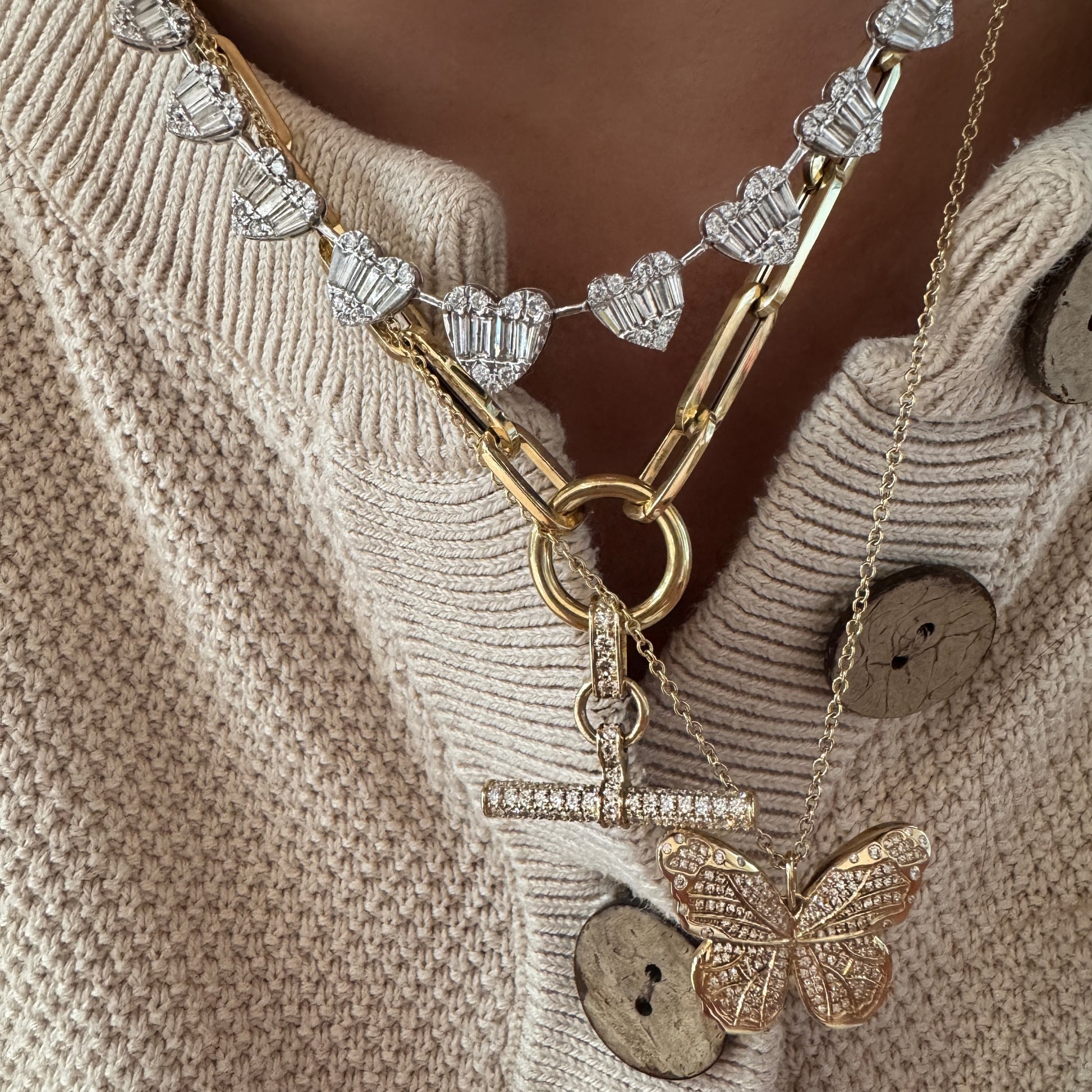 Bold Paperclip Chain Necklace with Diamond Toggle Lariat