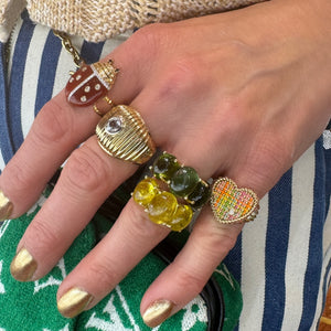 Bold Striped Enamel & Gold Strings of My Heart Ring