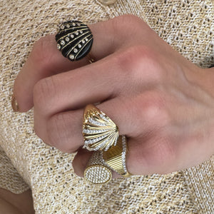 Diamond Striped Princess Signet Ring