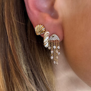 Diamond Shine & Shimmer Seashell Stud Earring