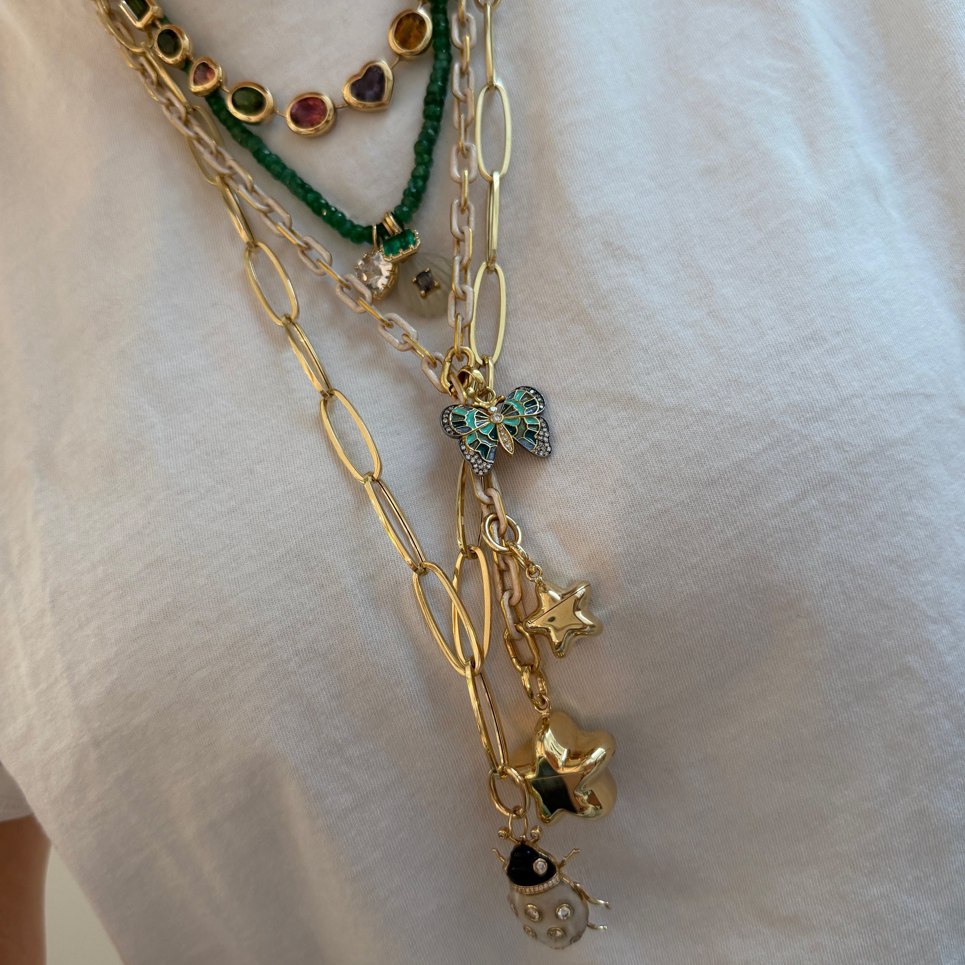 Small Puffy Gold Star Locket Charm