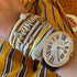 Medium or Large Satin Gold & Diamond Ball Bangle Bracelet