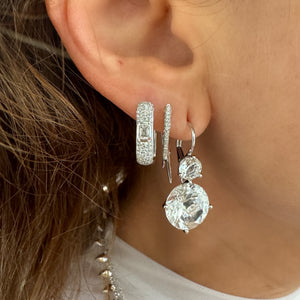 Large White Topaz Double Drop Earrings