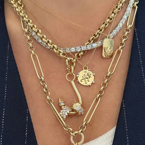 Alternating Diamond Round & Baguette Tennis Necklace