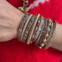 Pave Diamond & Gold Ball Bangle Bracelet