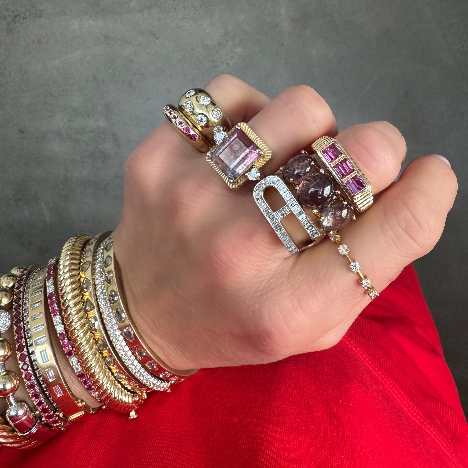 Chubby Scattered Diamond Barrel Ring