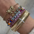 Medium or Large Wide Fluted Gold Bangle with Diamond Row