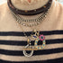 Zebra Enamel Black & White Striped Mini Bead Necklace