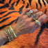 Medium or Large Wide Fluted Gold Bangle with Diamond Row