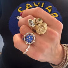 Reversible Gemstone & Enamel Compass Ring with Diamonds