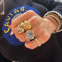 Reversible Gemstone & Enamel Compass Ring with Diamonds