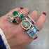 Reversible Gemstone & Enamel Compass Ring with Diamonds