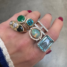 Reversible Gemstone & Enamel Compass Ring with Diamonds