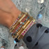 Matte Gold & Diamond Bamboo Bangle Bracelet