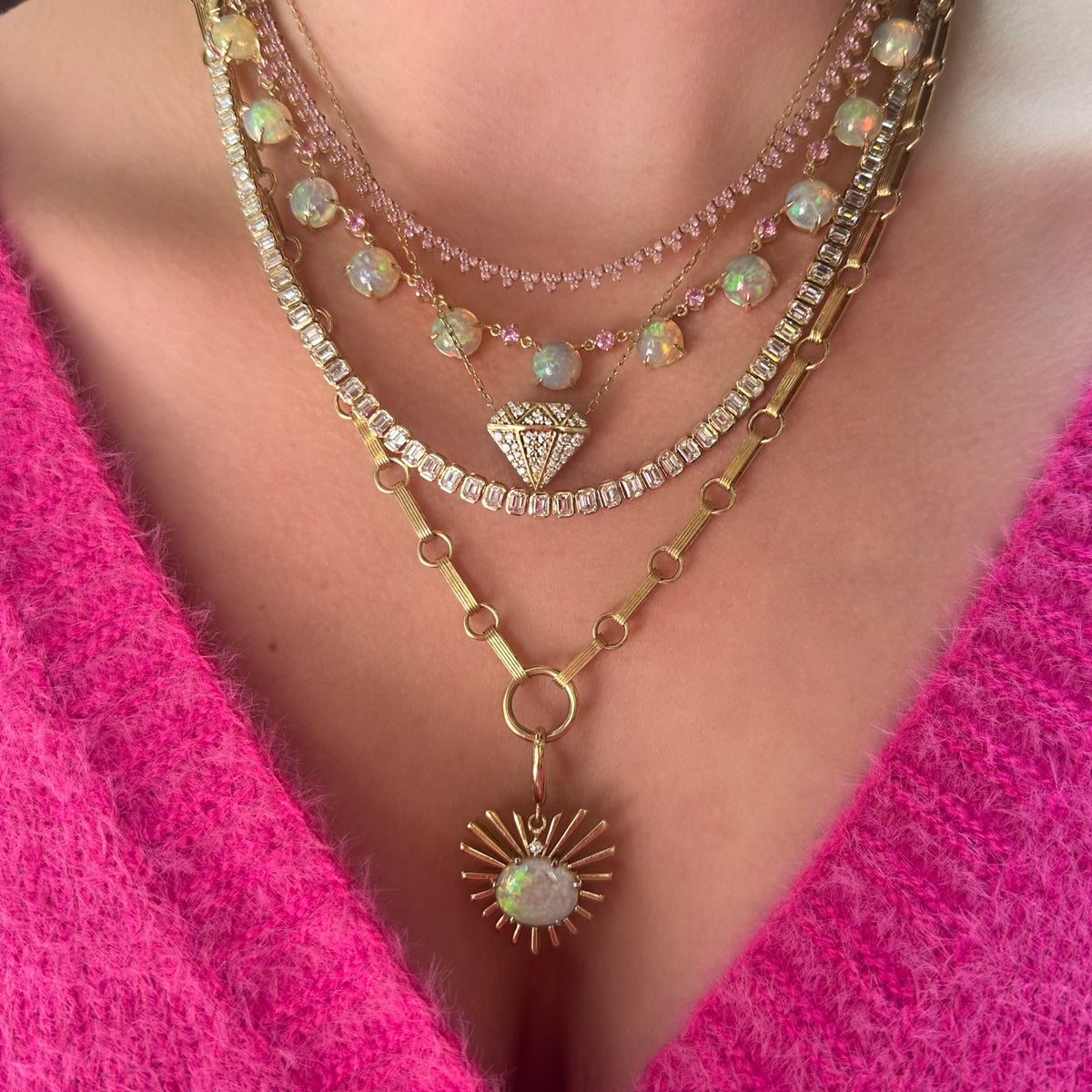 One of a Kind Divine Opal & Diamond Love Light Pendant