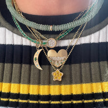 Heart Hemline Emerald & Diamond Shaker Medallion Necklace