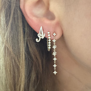 Mini Diamond Script Initial Stud Earring