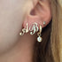 Gold Frame Round Diamond Huggie Hoop Earrings