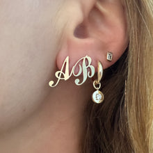Gold Frame Round Diamond Huggie Hoop Earrings