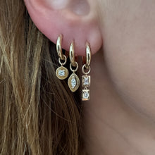 Gold Frame Round Diamond Huggie Hoop Earrings