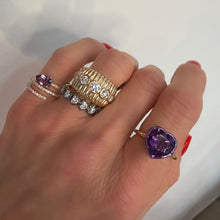 Pave Diamond & Solitaire Amethyst Pear Wrap Ring