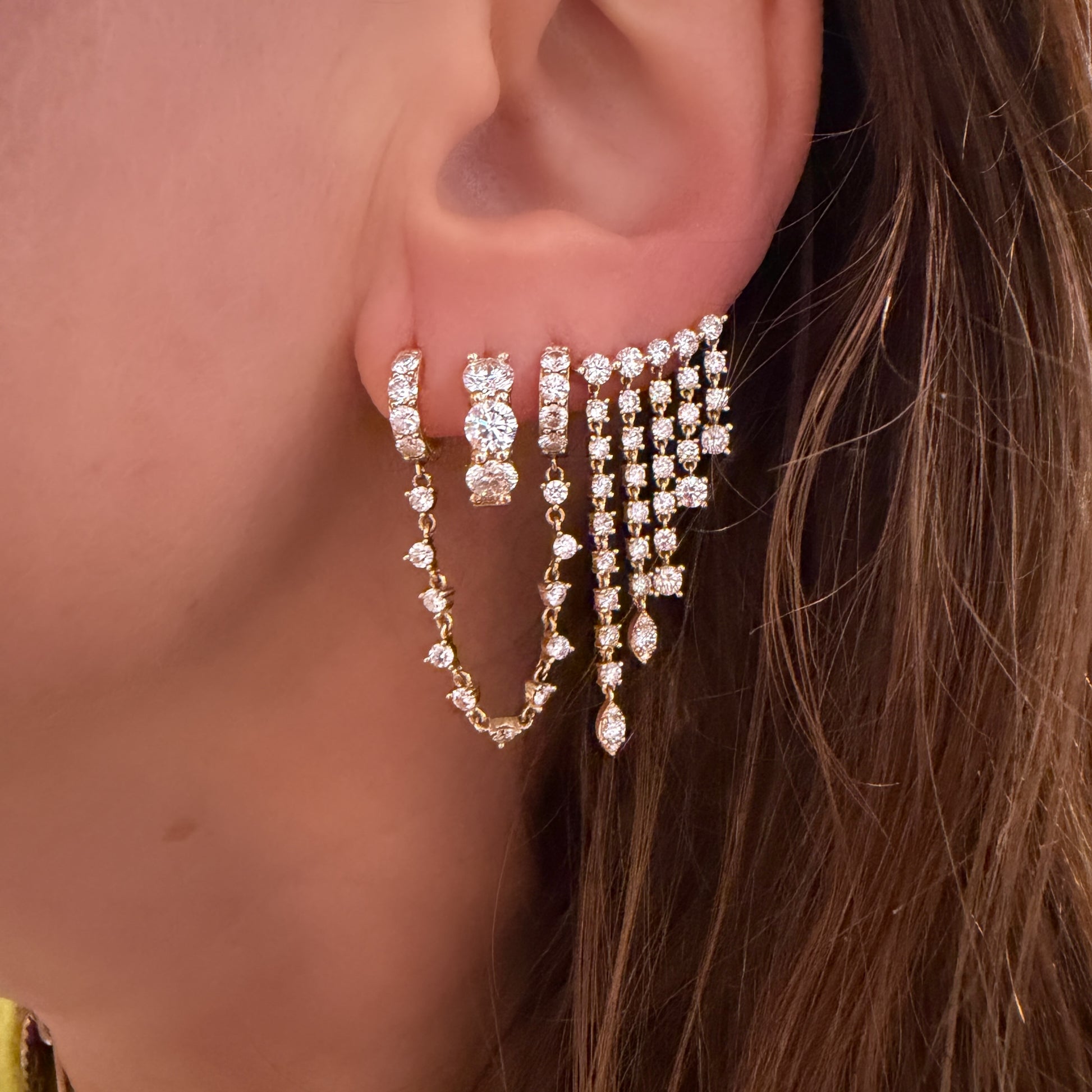 Major Chubby Diamond Rounds Huggie Hoop Earrings