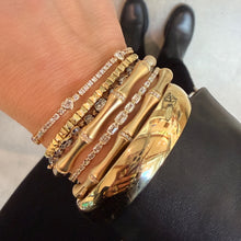Matte Gold & Diamond Bamboo Bangle Bracelet